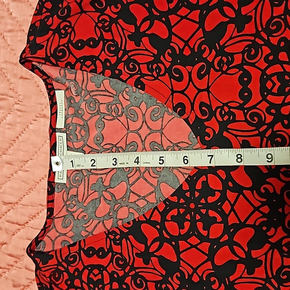 Dana Buchman 'Travel Anywhere' Red black graphic print XXL hem detail - Picture 8 of 10